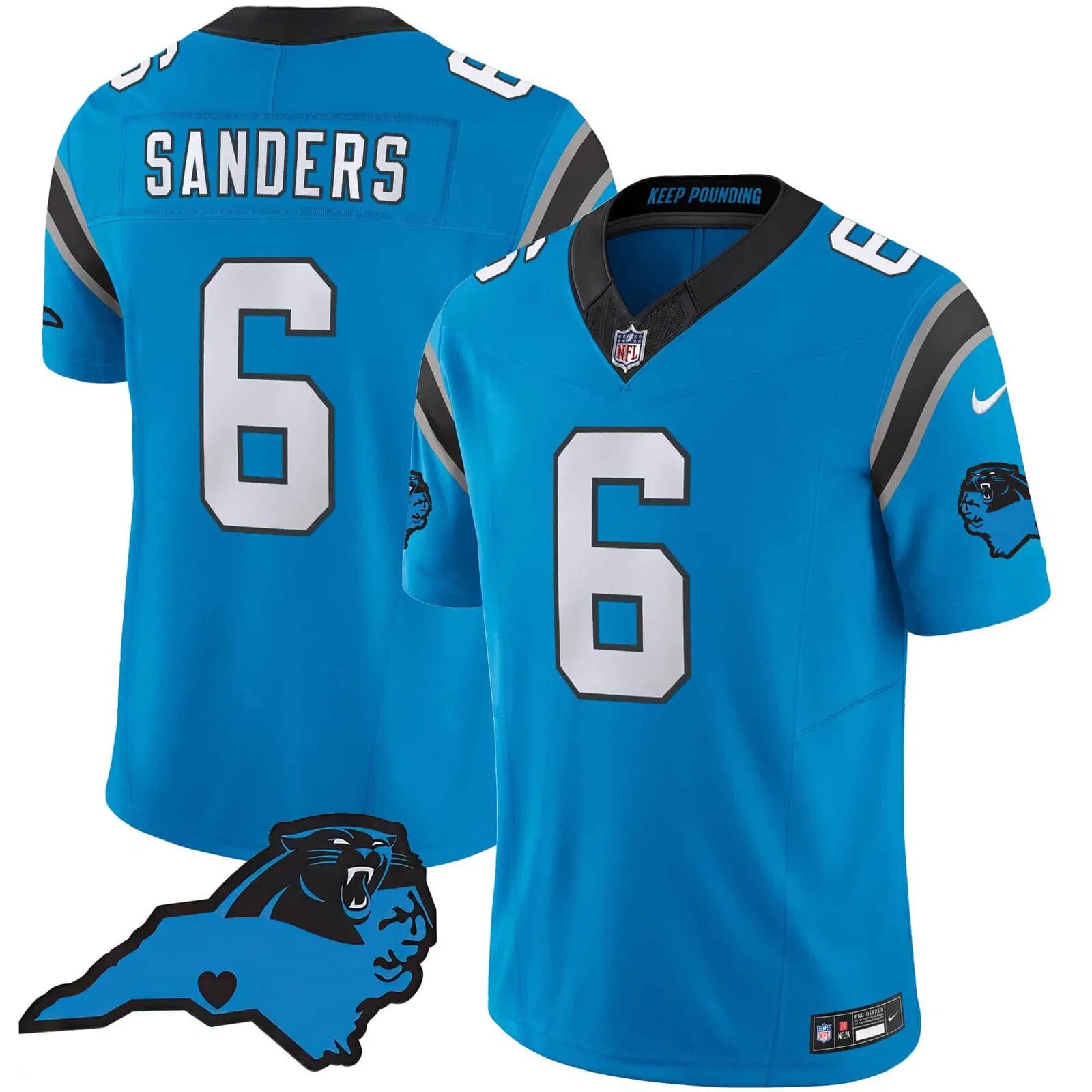 Men Carolina Panthers #6 Sanders Light Blue 2024 Nike Vapor Limited NFL Jersey style 1->indianapolis colts->NFL Jersey